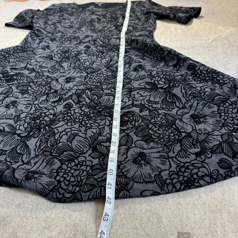 Lands End gray flocked velvet floral dress women’s XL NEW whimsigoth modest - Picture 8 of 9